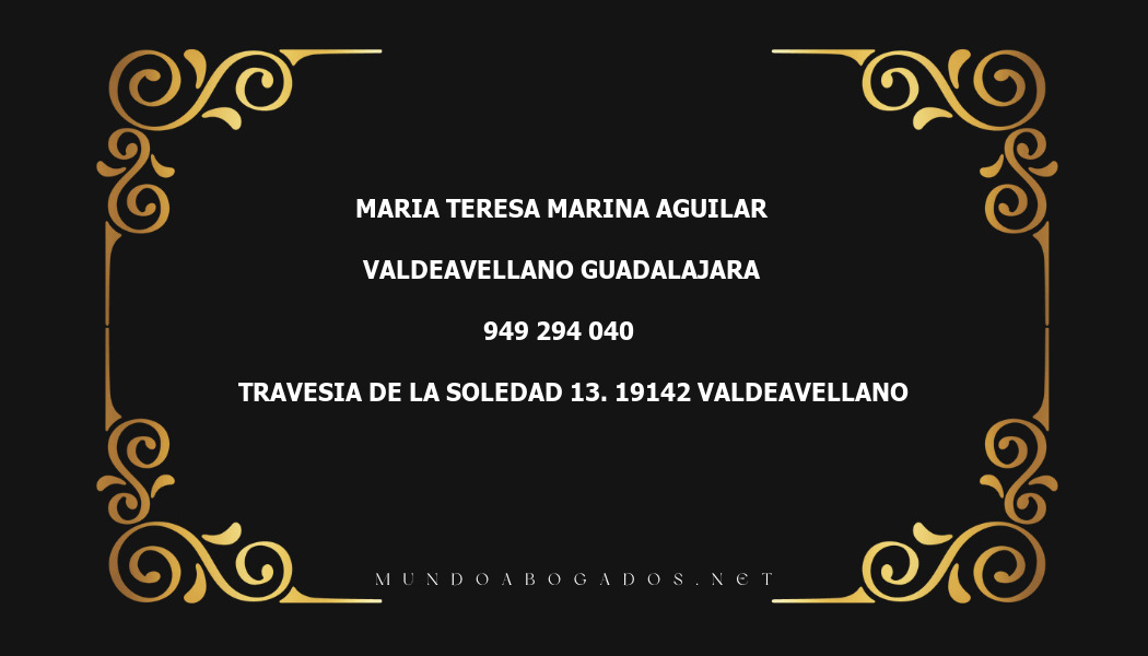 abogado Maria Teresa Marina Aguilar en la localidad de Valdeavellano