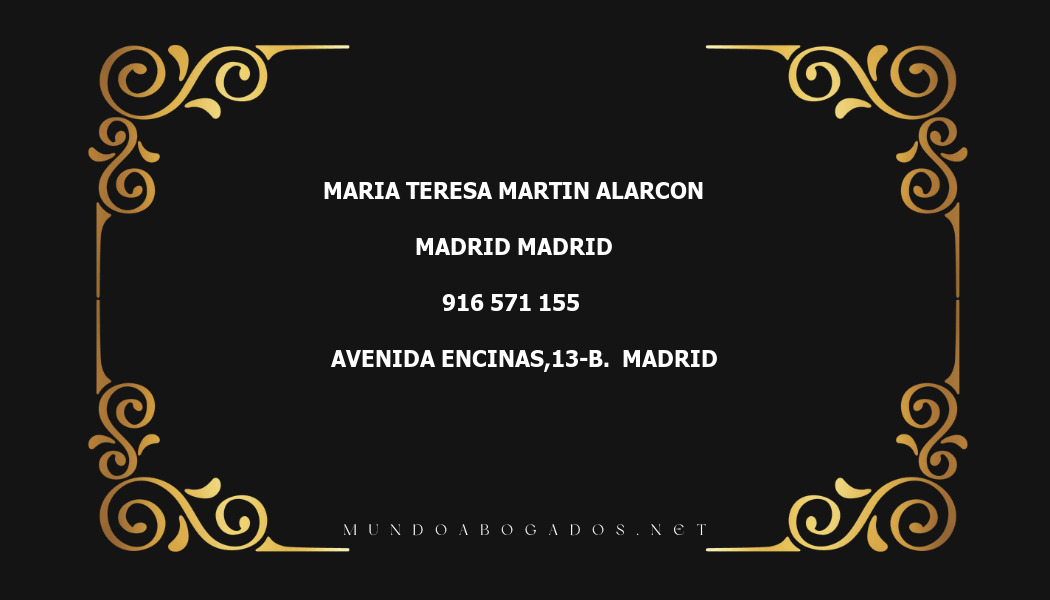 abogado Maria Teresa Martin Alarcon en la localidad de Madrid