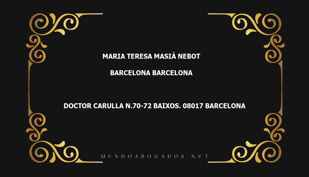 abogado Maria Teresa Masià Nebot en la localidad de Barcelona