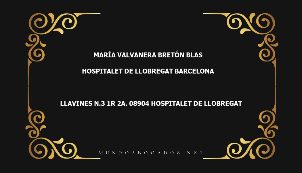 abogado María Valvanera Bretón Blas en la localidad de Hospitalet de Llobregat