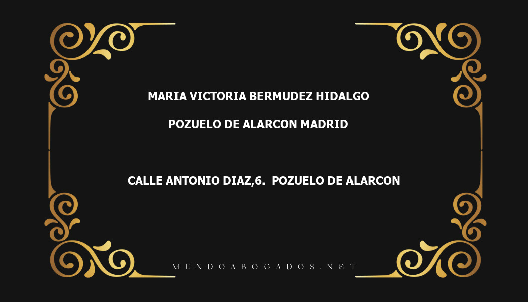 abogado Maria Victoria Bermudez Hidalgo en la localidad de Pozuelo de Alarcon