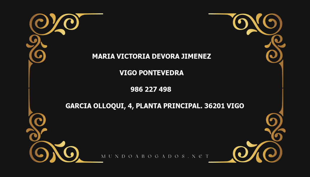 abogado Maria Victoria Devora Jimenez en la localidad de Vigo