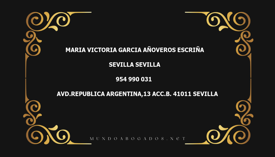 abogado Maria Victoria Garcia Añoveros Escriña en la localidad de Sevilla