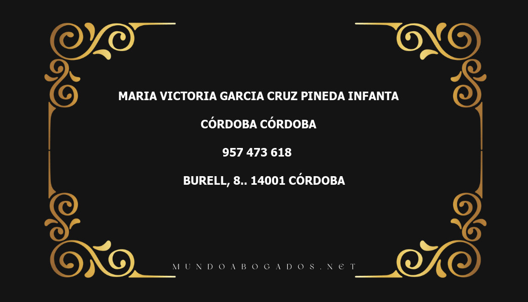 abogado Maria Victoria Garcia Cruz Pineda Infanta en la localidad de Córdoba