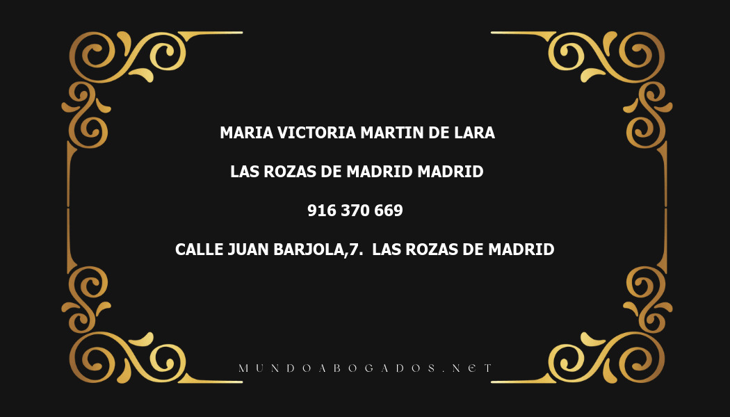 abogado Maria Victoria Martin De Lara en la localidad de Las Rozas de Madrid