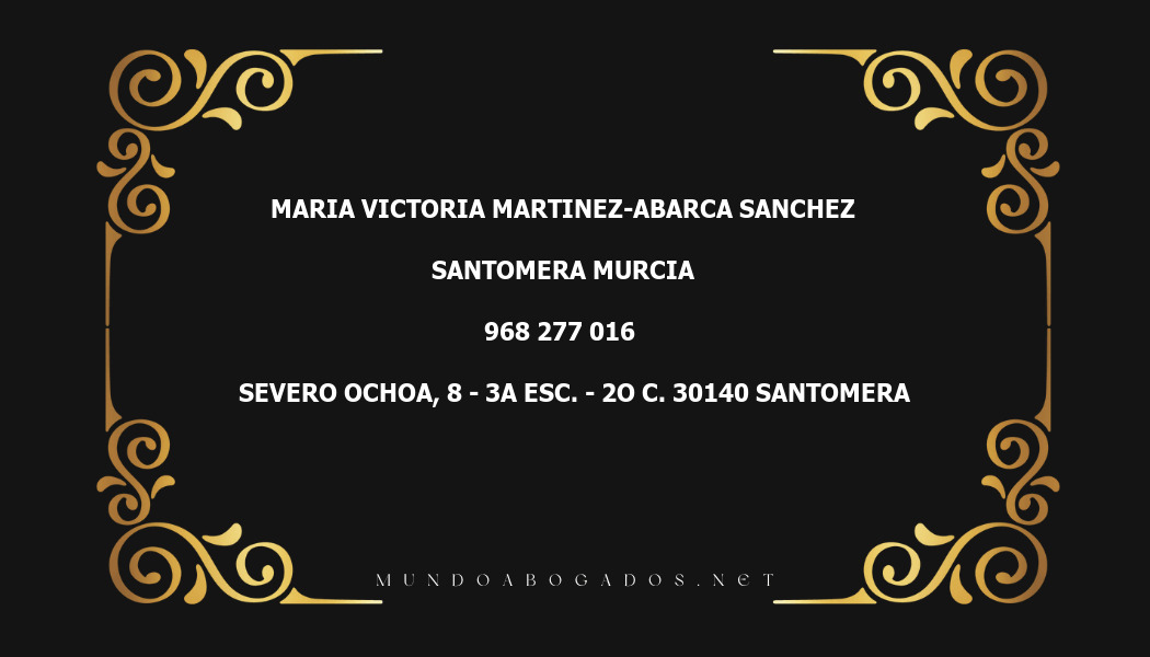 abogado Maria Victoria Martinez-Abarca Sanchez en la localidad de Santomera