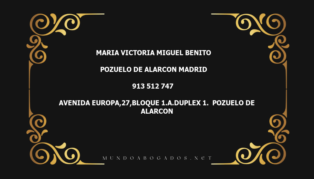 abogado Maria Victoria Miguel Benito en la localidad de Pozuelo de Alarcon