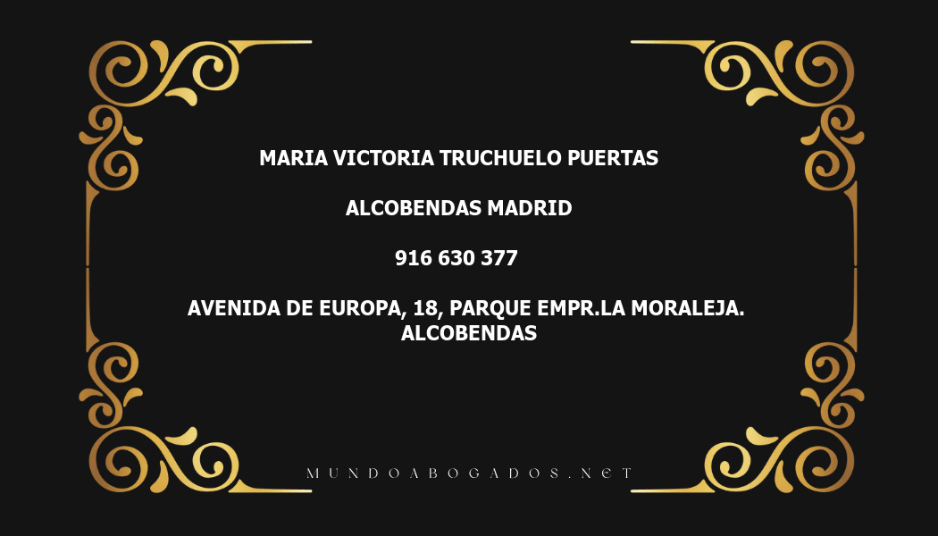 abogado Maria Victoria Truchuelo Puertas en la localidad de Alcobendas