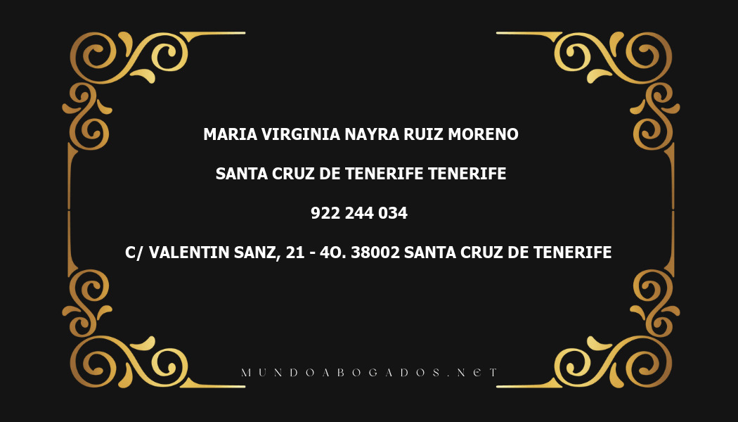 abogado Maria Virginia Nayra Ruiz Moreno en la localidad de Santa Cruz de Tenerife