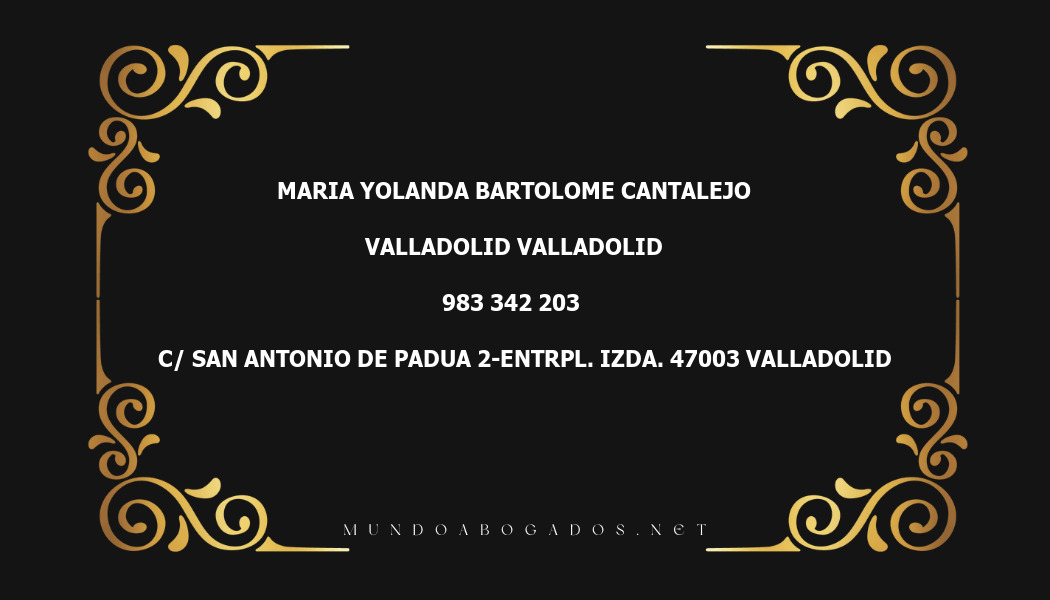 abogado Maria Yolanda Bartolome Cantalejo en la localidad de Valladolid