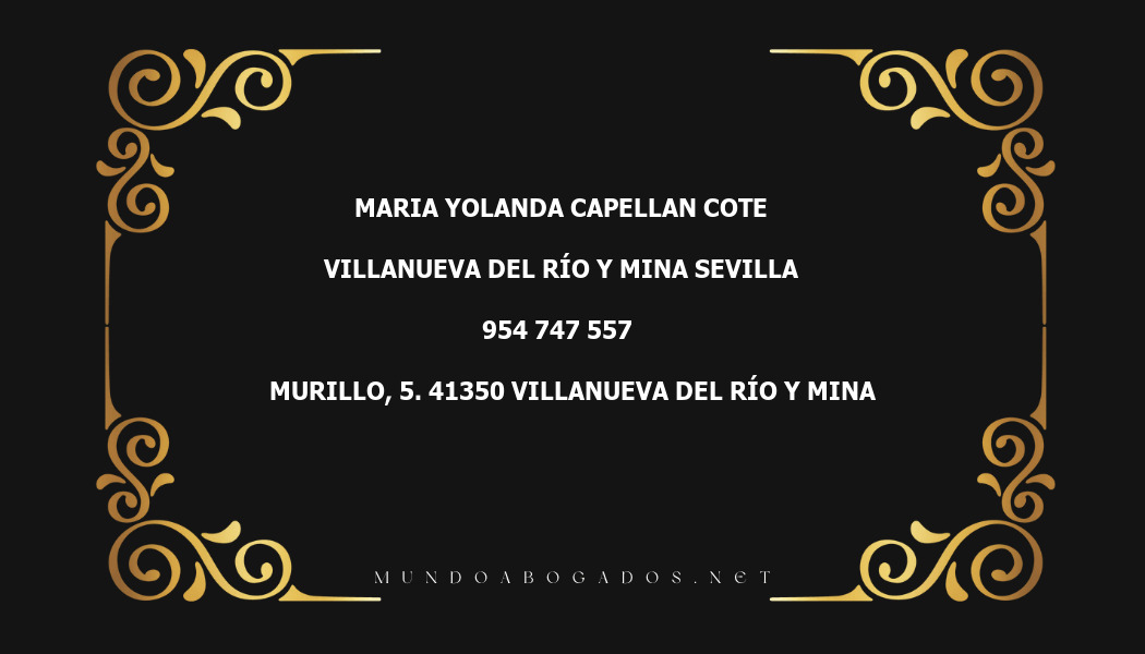 abogado Maria Yolanda Capellan Cote en la localidad de Villanueva del Río y Mina