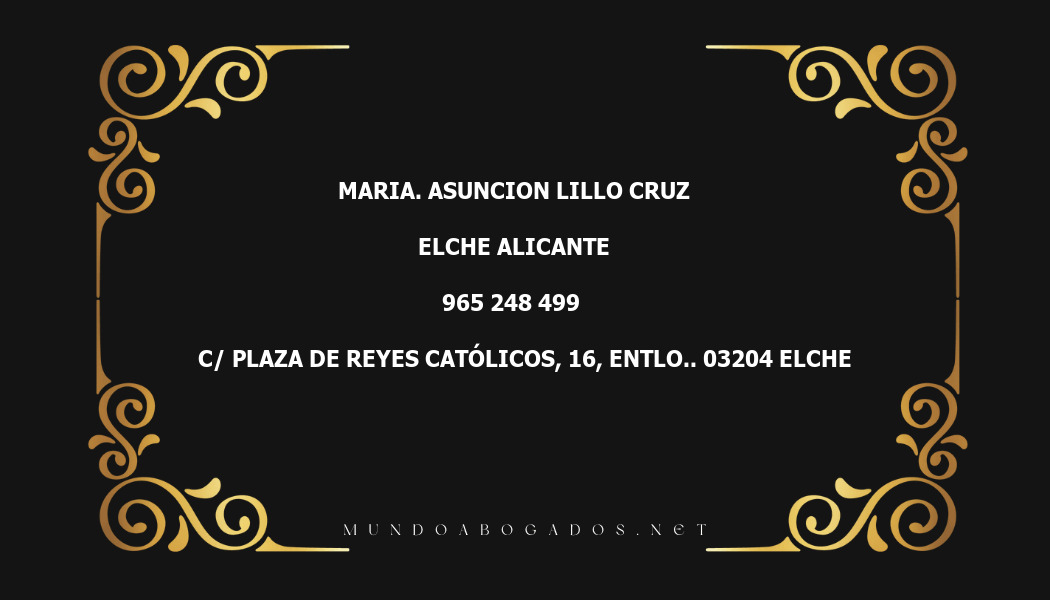 abogado Maria. Asuncion Lillo Cruz en la localidad de Elche