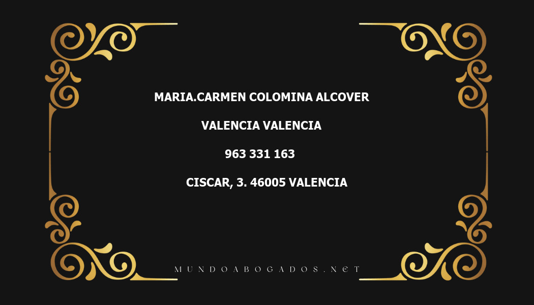 abogado Maria.Carmen Colomina Alcover en la localidad de Valencia