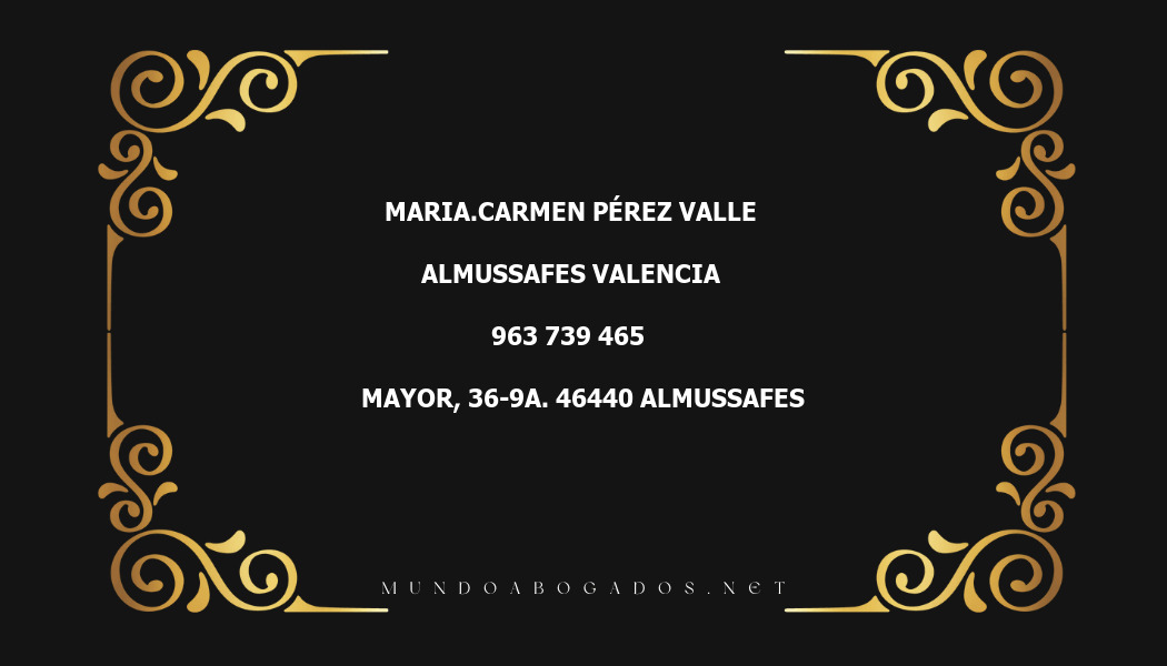 abogado Maria.Carmen Pérez Valle en la localidad de Almussafes