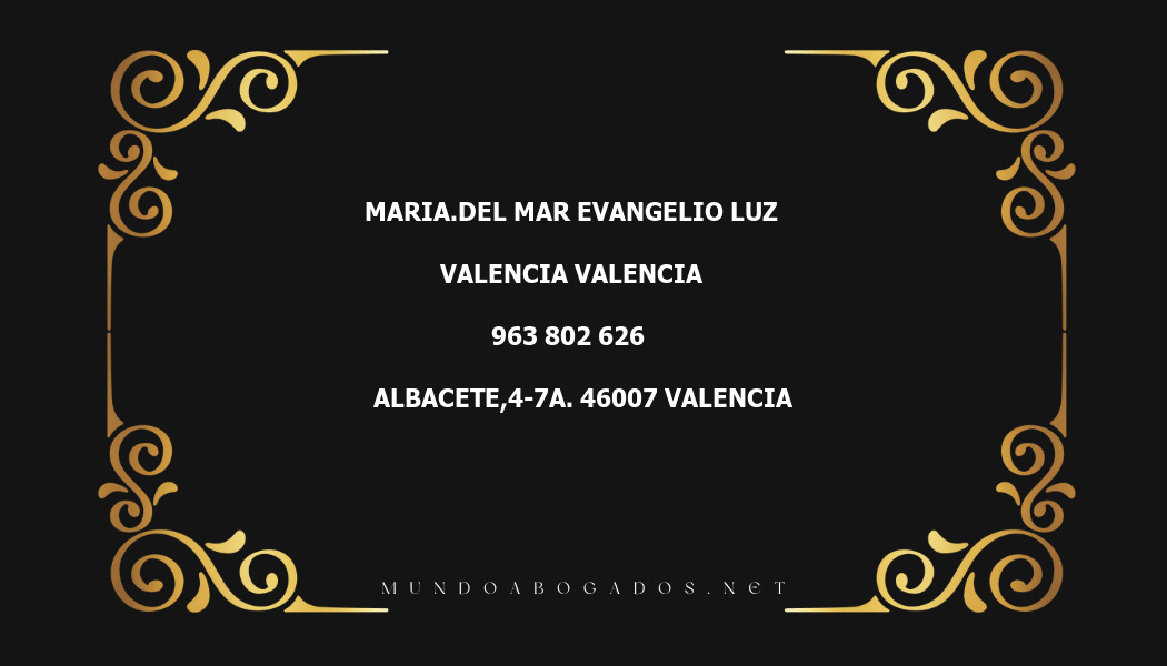 abogado Maria.Del Mar Evangelio Luz en la localidad de Valencia