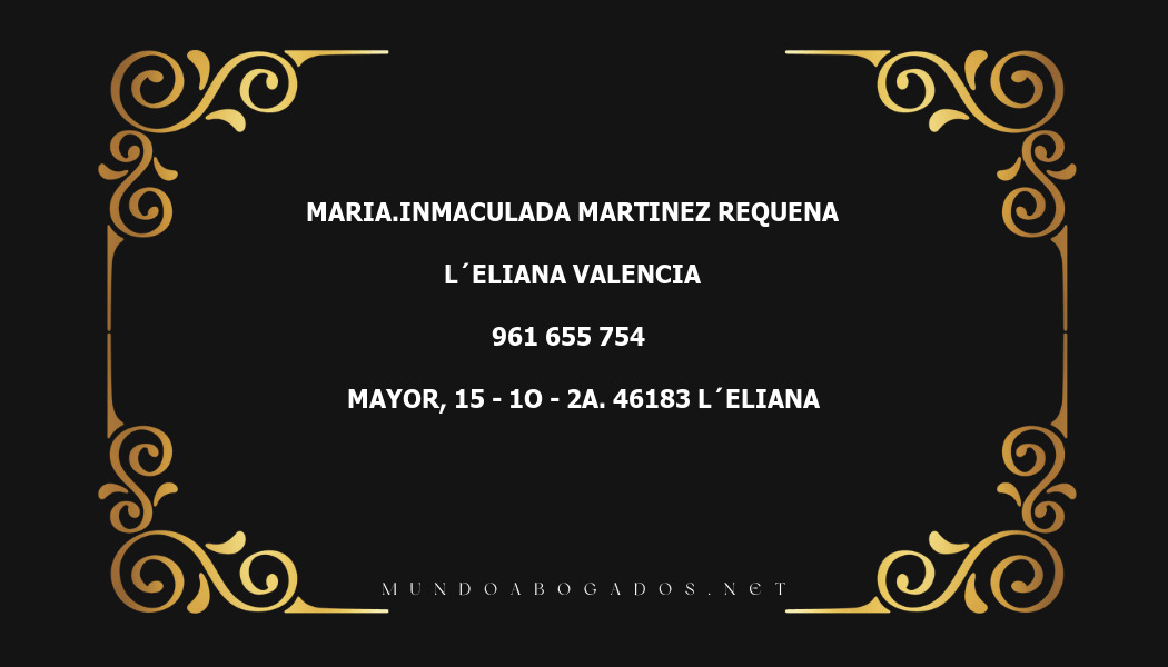 abogado Maria.Inmaculada Martinez Requena en la localidad de L´Eliana