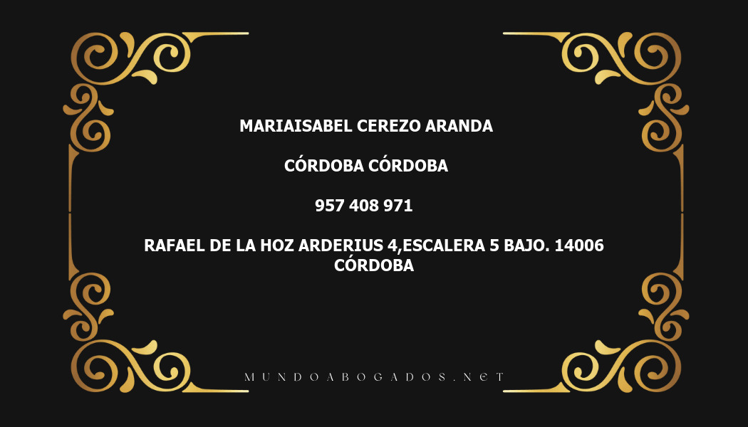 abogado Mariaisabel Cerezo Aranda en la localidad de Córdoba