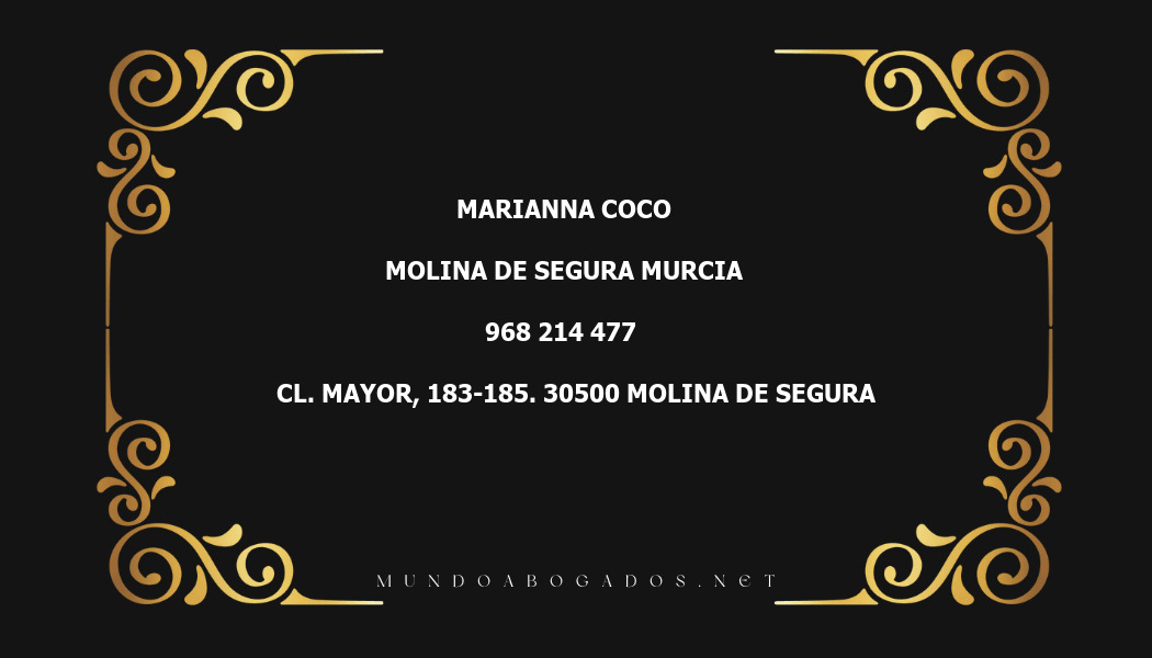 abogado Marianna Coco en la localidad de Molina de Segura