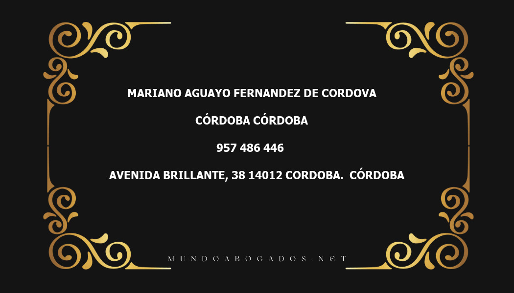 abogado Mariano Aguayo Fernandez De Cordova en la localidad de Córdoba