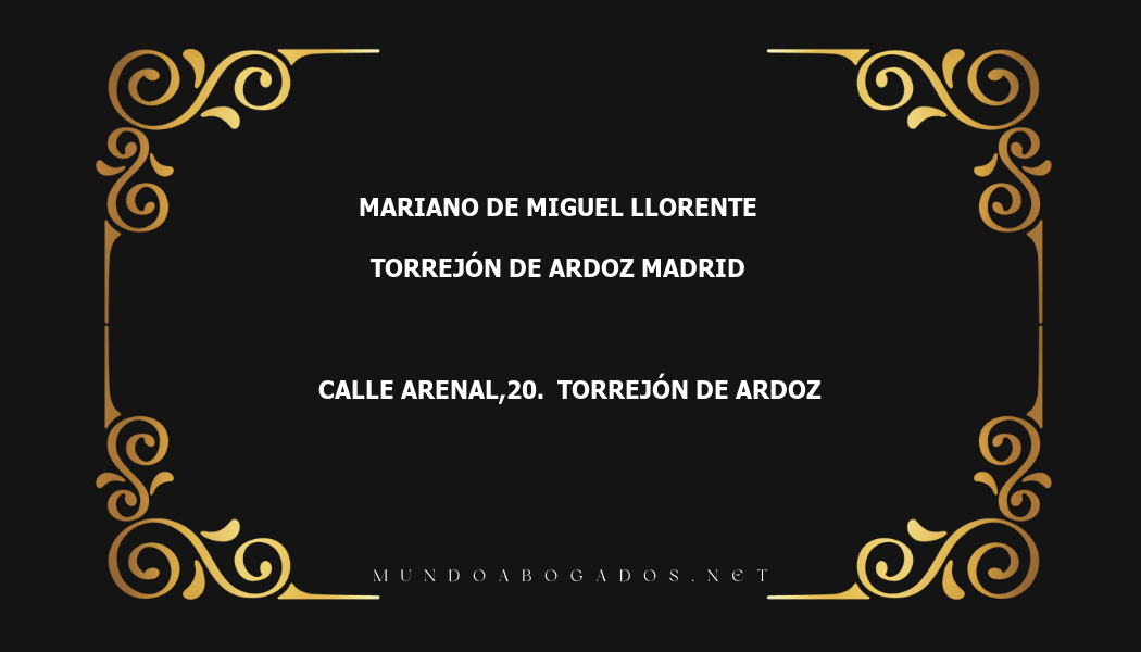 abogado Mariano De Miguel Llorente en la localidad de Torrejón de Ardoz