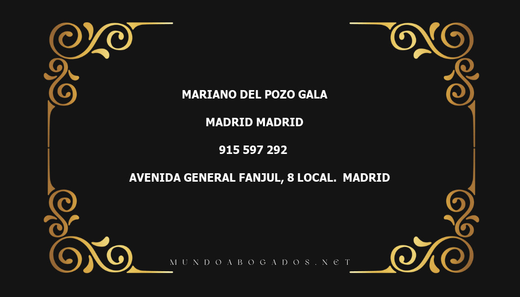 abogado Mariano Del Pozo Gala en la localidad de Madrid