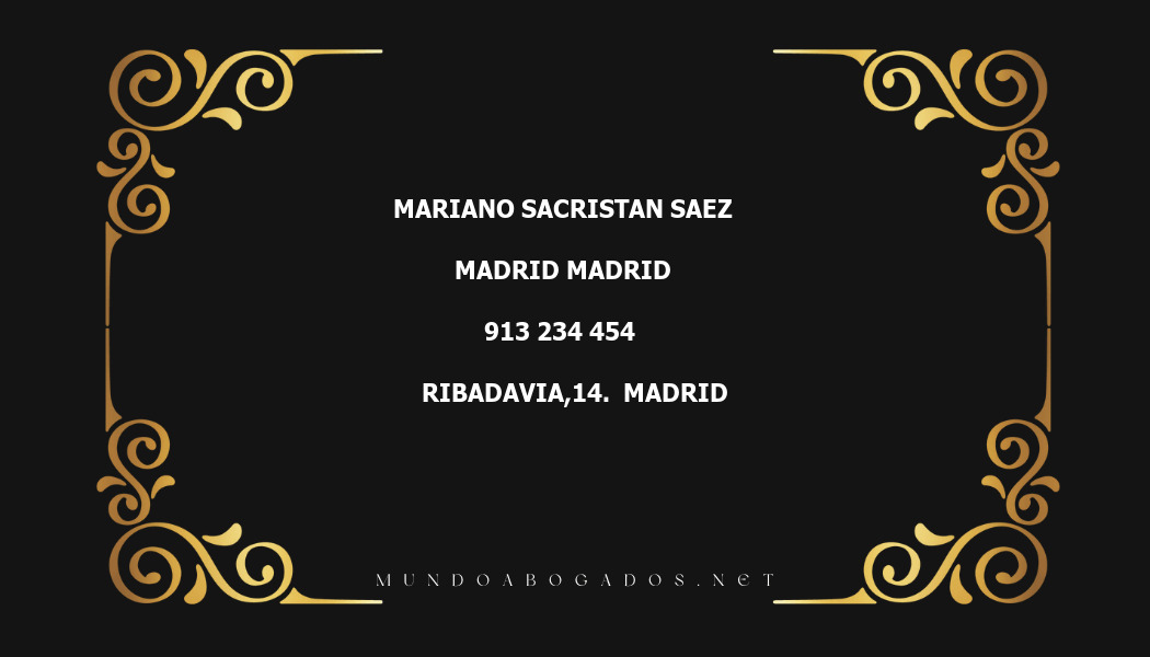 abogado Mariano Sacristan Saez en la localidad de Madrid