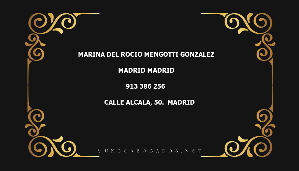 abogado Marina Del Rocio Mengotti Gonzalez en la localidad de Madrid