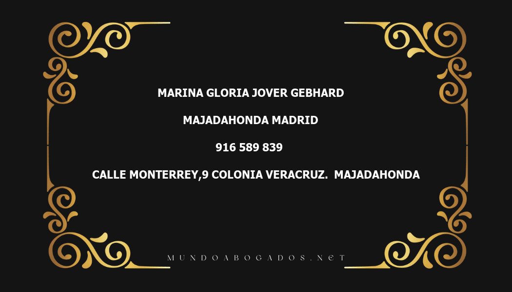 abogado Marina Gloria Jover Gebhard en la localidad de Majadahonda