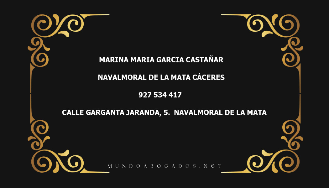 abogado Marina Maria Garcia Castañar en la localidad de Navalmoral de la Mata