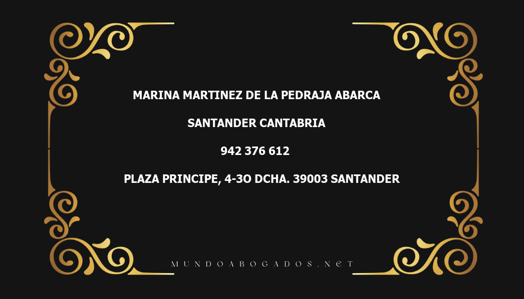 abogado Marina Martinez De La Pedraja Abarca en la localidad de Santander