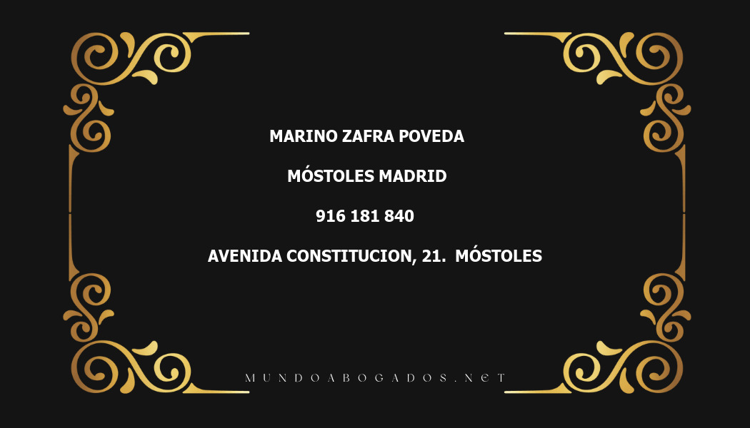 abogado Marino Zafra Poveda en la localidad de Móstoles