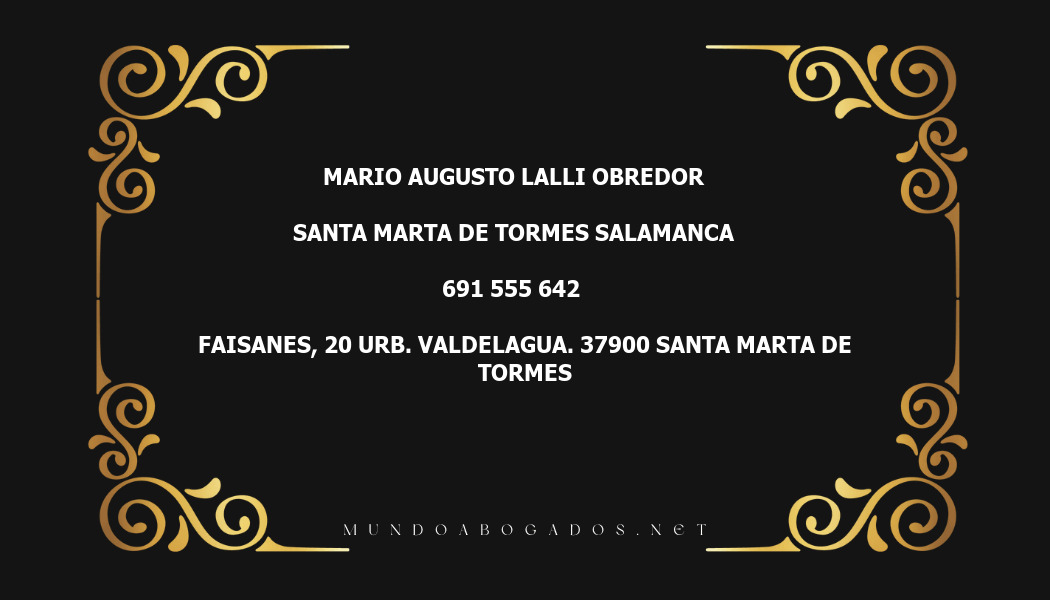 abogado Mario Augusto Lalli Obredor en la localidad de Santa Marta de Tormes