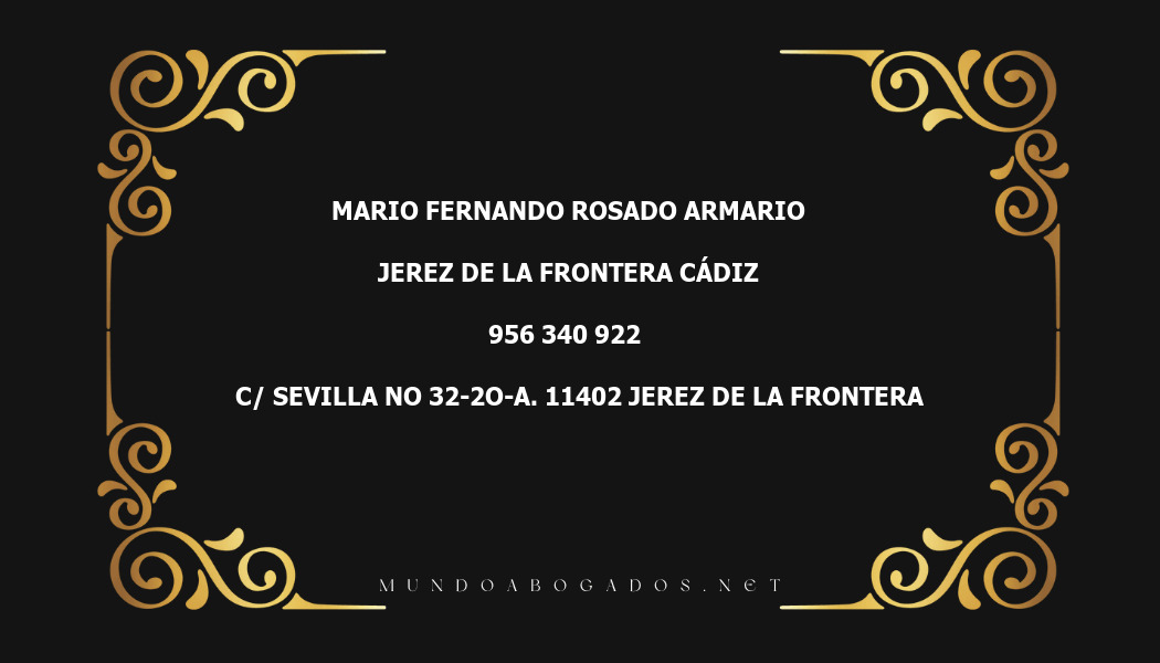 abogado Mario Fernando Rosado Armario en la localidad de Jerez de la Frontera