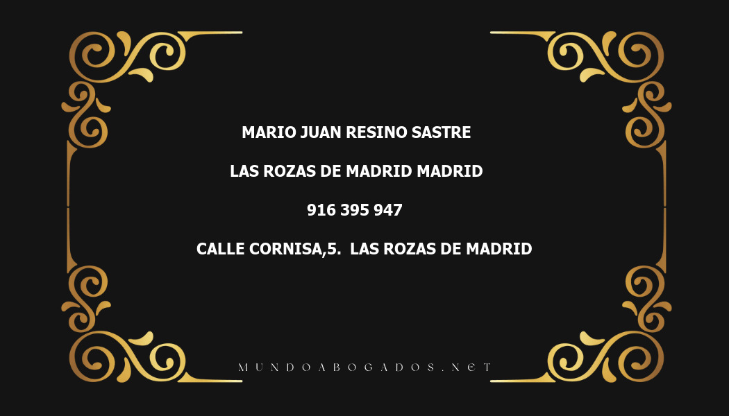 abogado Mario Juan Resino Sastre en la localidad de Las Rozas de Madrid