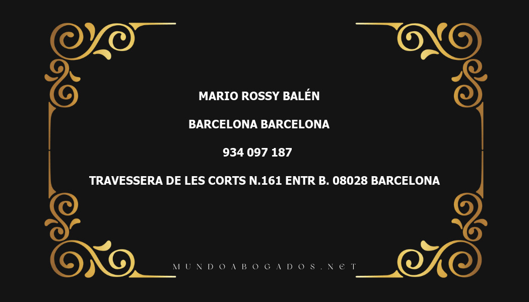 abogado Mario Rossy Balén en la localidad de Barcelona