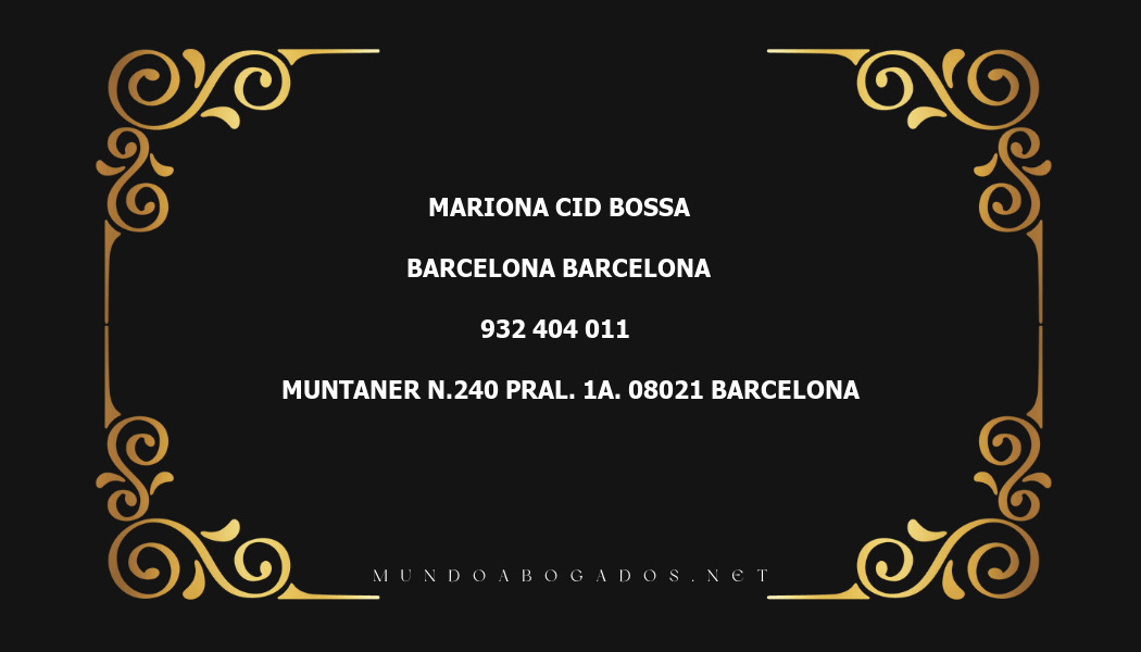 abogado Mariona Cid Bossa en la localidad de Barcelona