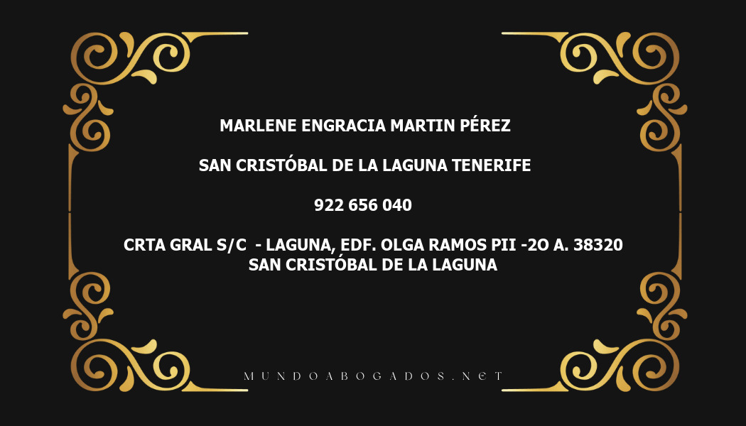 abogado Marlene Engracia Martin Pérez en la localidad de San Cristóbal de La Laguna