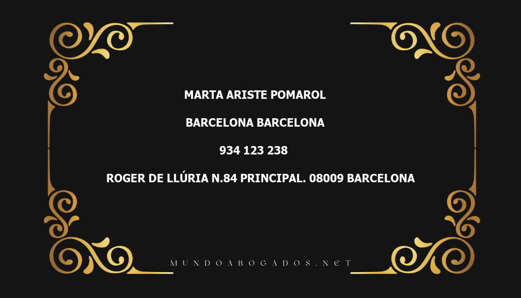 abogado Marta Ariste Pomarol en la localidad de Barcelona