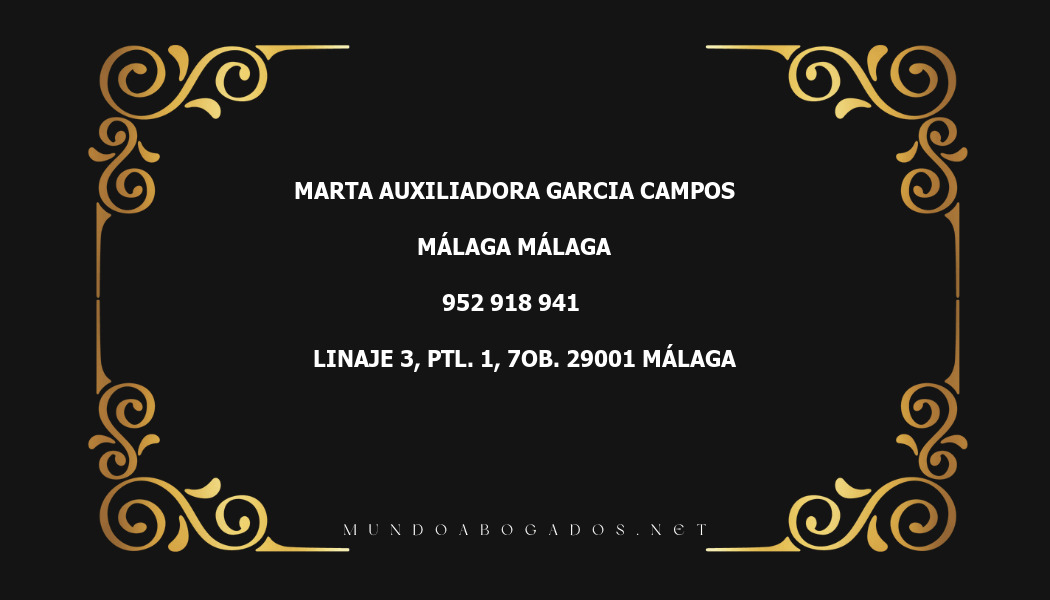 abogado Marta Auxiliadora Garcia Campos en la localidad de Málaga