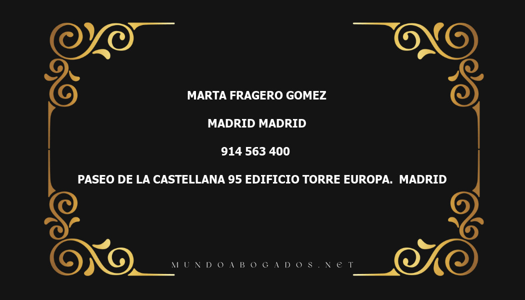 abogado Marta Fragero Gomez en la localidad de Madrid