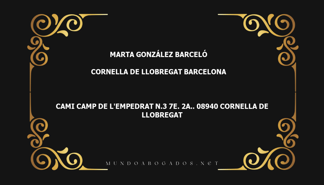 abogado Marta González Barceló en la localidad de Cornella de Llobregat