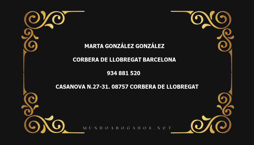 abogado Marta González González en la localidad de Corbera de Llobregat