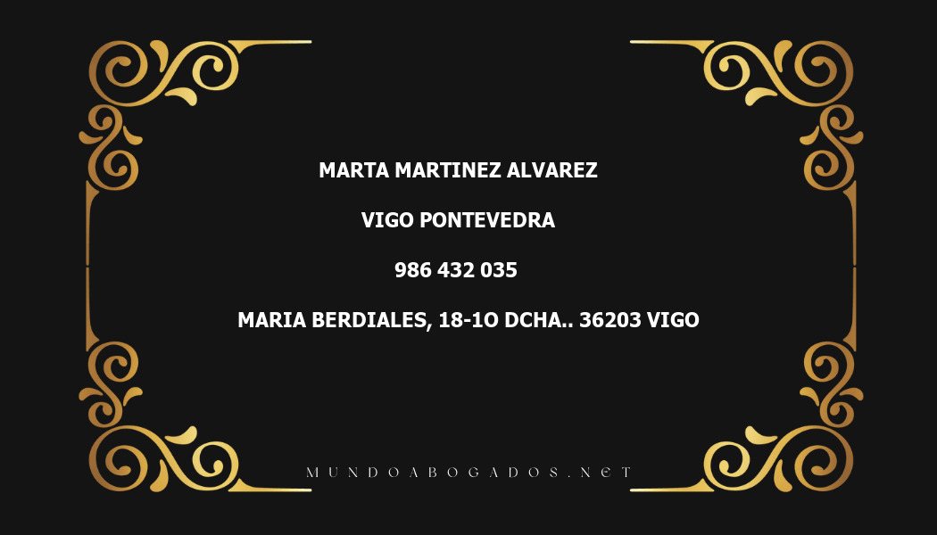 abogado Marta Martinez Alvarez en la localidad de Vigo