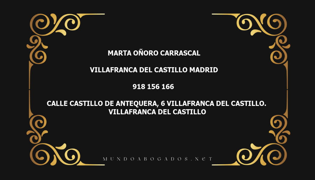 abogado Marta Oñoro Carrascal en la localidad de Villafranca del Castillo