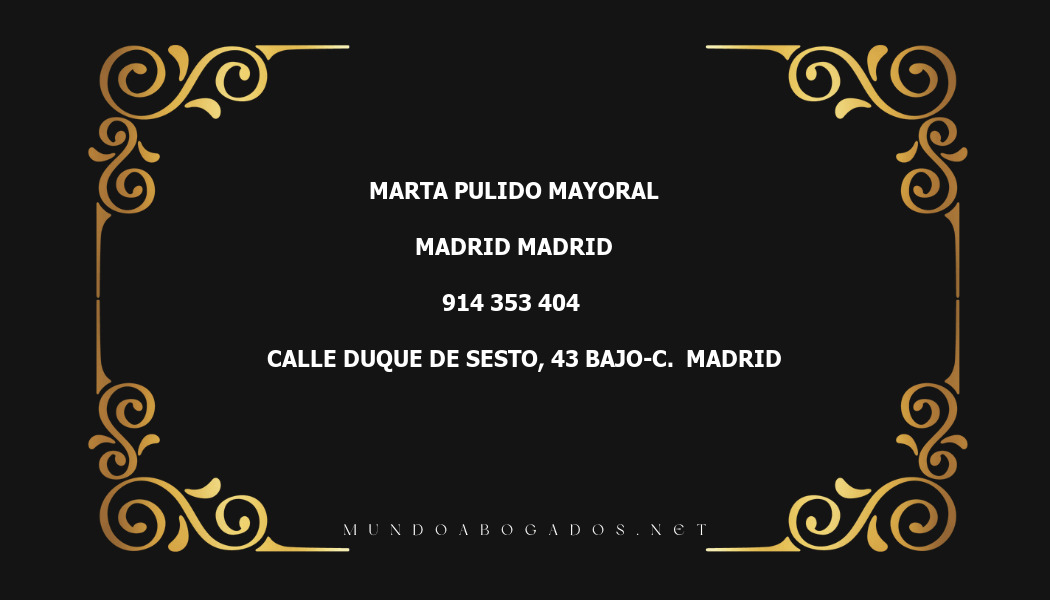 abogado Marta Pulido Mayoral en la localidad de Madrid