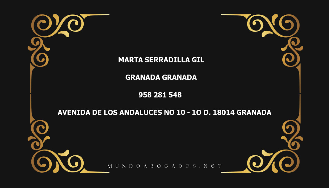 abogado Marta Serradilla Gil en la localidad de Granada