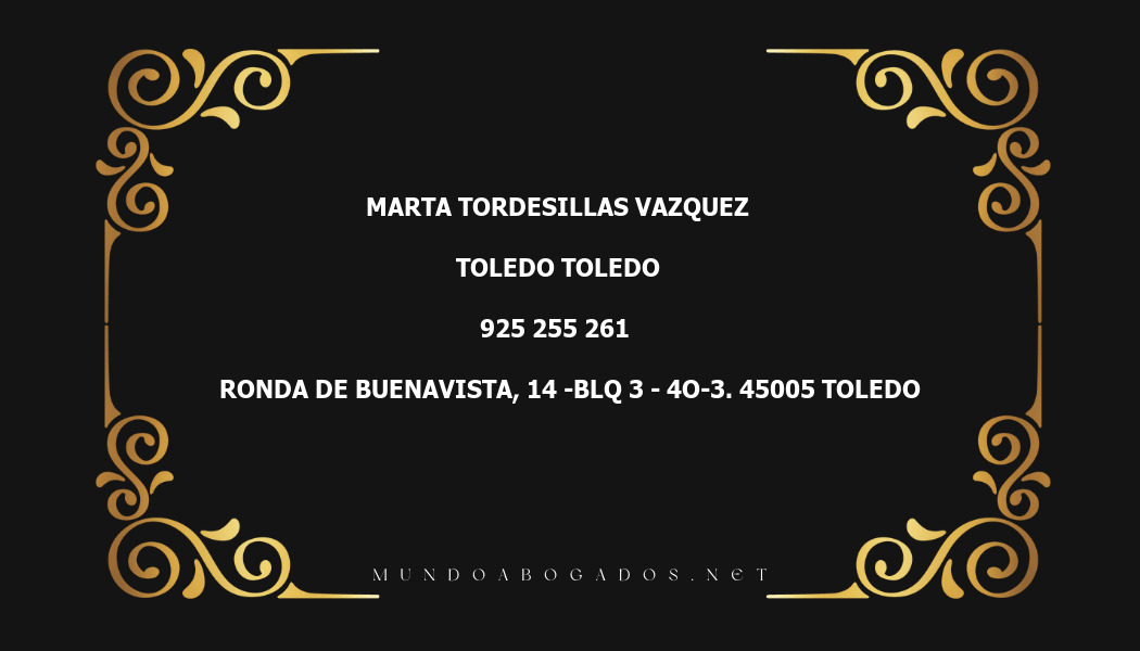 abogado Marta Tordesillas Vazquez en la localidad de Toledo