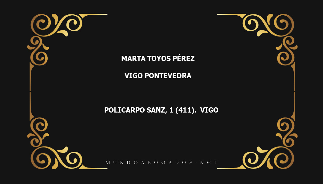 abogado Marta Toyos Pérez en la localidad de Vigo