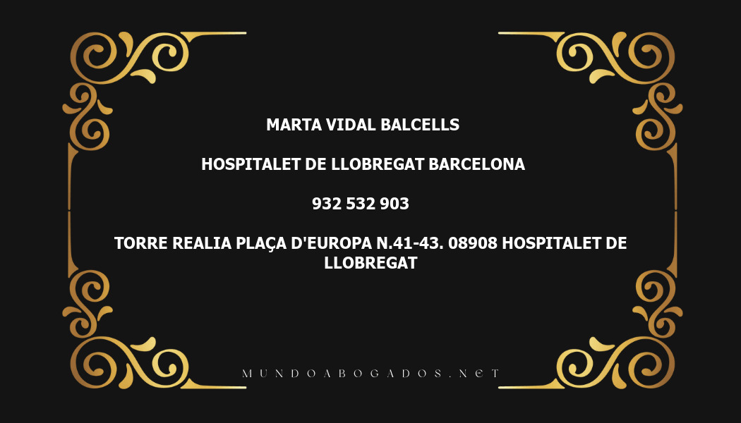 abogado Marta Vidal Balcells en la localidad de Hospitalet de Llobregat