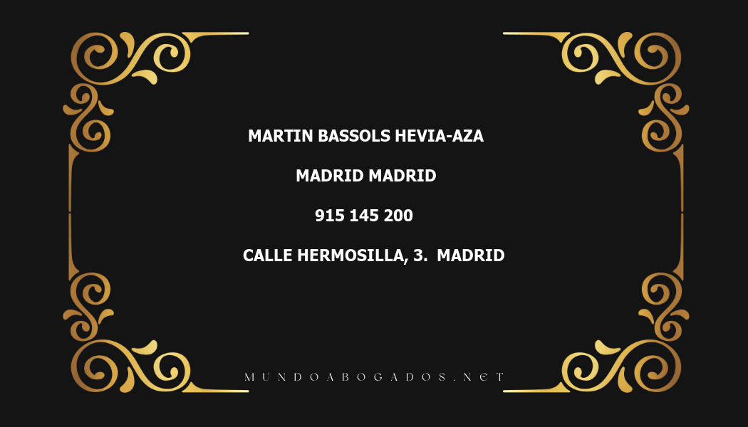 abogado Martin Bassols Hevia-Aza en la localidad de Madrid